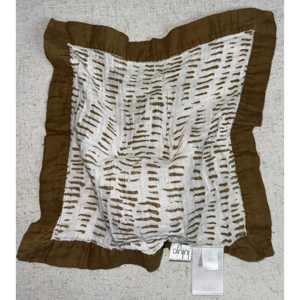 Lulujo Sloth Security Baby Blanket Brown & White‎ Muslin Cotton Lovey
